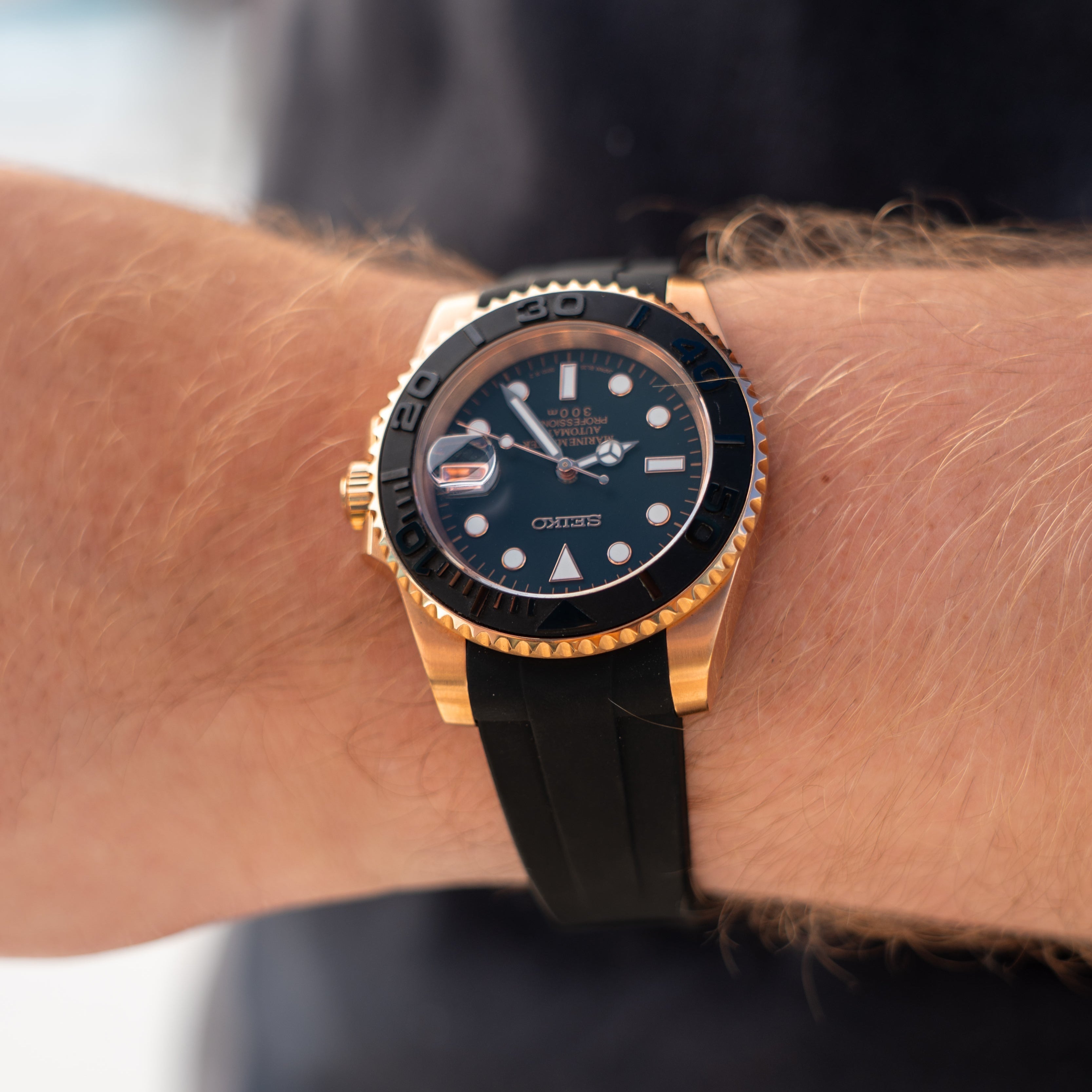 Seikomariner Roségold Gummi